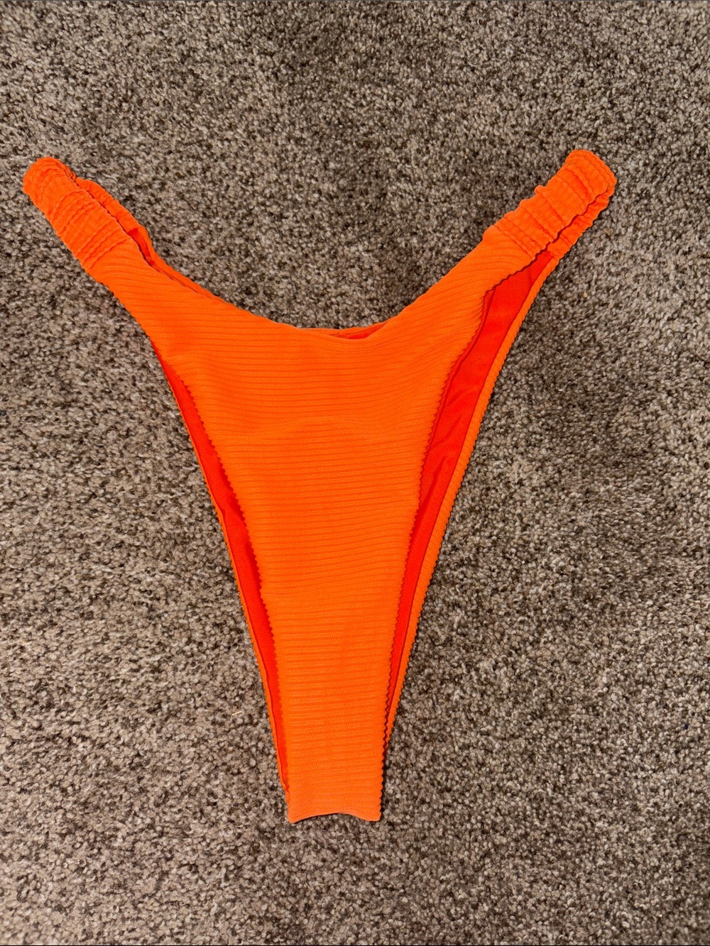 Amazon Bright Orange Ribbed High-Cut Bikini Bottom
